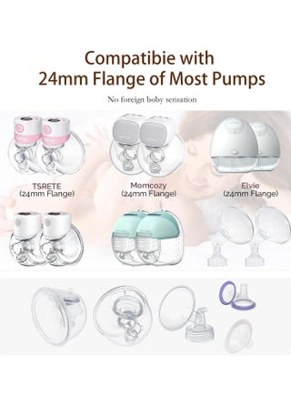 حشوات شفة 15/17/19/21 ملم8 قطع، متوافقة مع اكواب مضخة الحليب القابلة للارتداء من مومكوزي S12 برو/S9 برو/S12/S9، مناسبة لميديلا/سبيكترا/الفي/ويلو/تسريت 24 ملم، تقليل النفق 24 ملم حتى 21 ملم، 8 قطع - view 3