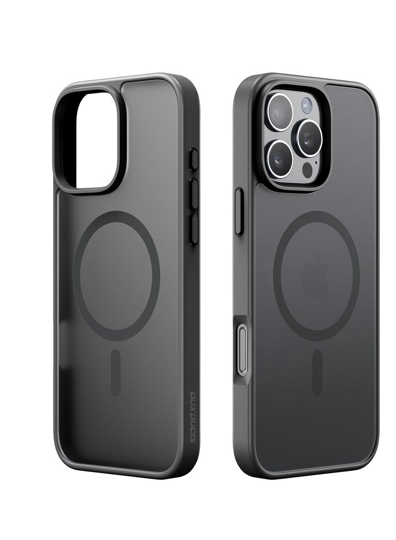 دوكس دوتشيز جراب يند دوكس دوكيس شفاف غير لامع مطفي مضاد للاصفرار [غطاء خلفي صلب من البولي كربونات ومن السيلكون ] يدعم الشحن اللاسلكي المغناطيسي جراب واقٍ مقاوم للصدمات متوافق مع iPhone 16 Pro Max (أسود) - Image 1