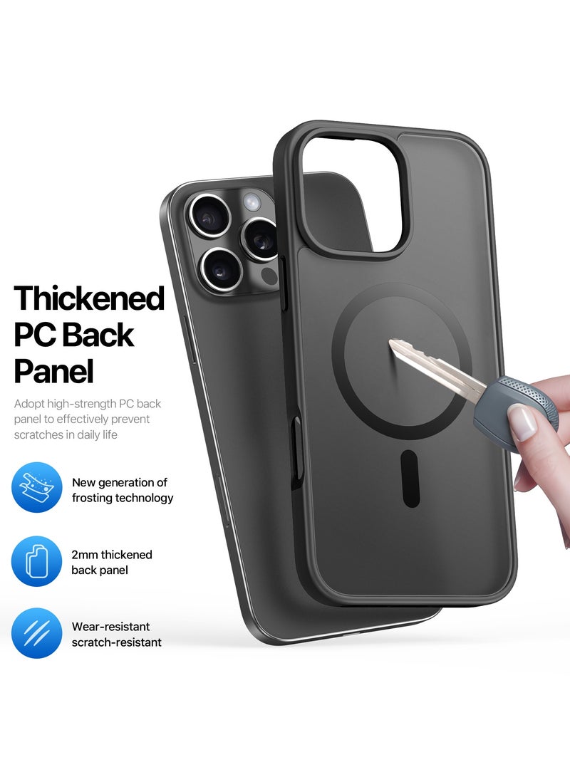 دوكس دوتشيز جراب يند دوكس دوكيس شفاف غير لامع مطفي مضاد للاصفرار [غطاء خلفي صلب من البولي كربونات ومن السيلكون ] يدعم الشحن اللاسلكي المغناطيسي جراب واقٍ مقاوم للصدمات متوافق مع iPhone 16 Pro Max (أسود) - Image 3