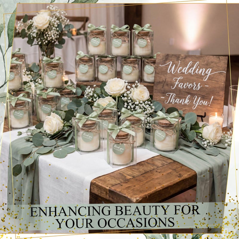 MTLEE Wedding Candle for Guests Gifts Glass Candle Jars Bulk Scented Soy Wax with DIY Tag Cards for Bridesmaid Groomsman Bridal Shower Housewarming Party Favors(Boho,Beige,50 Sets) - Image 4