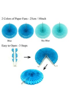 Mordely Party Decoration, 20 Pcs Hanging Paper Fans, Pom Poms Flowers, Garlands String Polka Dot and Triangle Bunting Flags for Birthday Parties, Bridal Showers, Baby Showers, Wedding  - Image 3