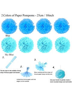 Mordely Party Decoration, 20 Pcs Hanging Paper Fans, Pom Poms Flowers, Garlands String Polka Dot and Triangle Bunting Flags for Birthday Parties, Bridal Showers, Baby Showers, Wedding  - Image 4