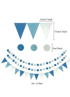 Mordely Party Decoration, 20 Pcs Hanging Paper Fans, Pom Poms Flowers, Garlands String Polka Dot and Triangle Bunting Flags for Birthday Parties, Bridal Showers, Baby Showers, Wedding  - Image 5