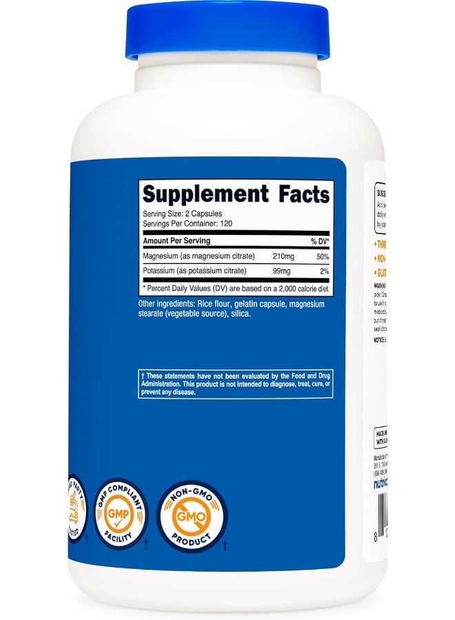 Nutricost Potassium (99 mg) Magnesium (210 mg) Citrates, 240 Capsules - Non-GMO, Gluten Free - Image 4