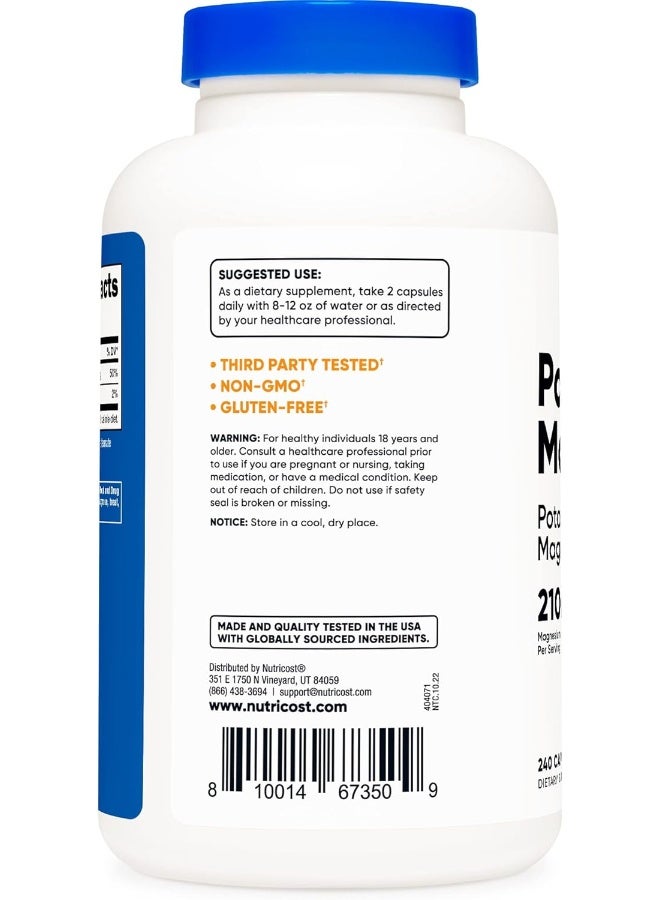 Nutricost Potassium (99 mg) Magnesium (210 mg) Citrates, 240 Capsules - Non-GMO, Gluten Free - Image 3