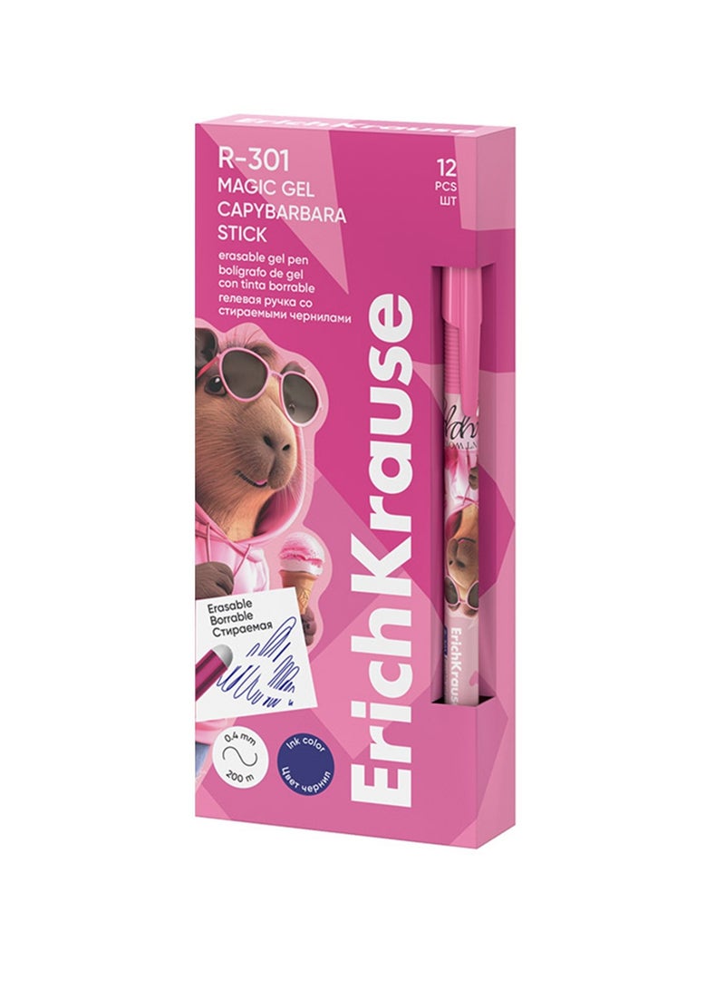 ErichKrause 12-Piece R-301 Capybarbara Themed Magic Erasable Gel Pen Blue Ink - Image 3