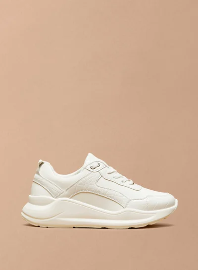 Flora Bella By Shoexpress Womens Textured Lace Up Low Ankle Casual Sneakers By Shoexpress