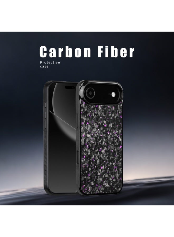 سولاري حافظة هوائية iPhone 17 مقاومة للصدمات – من ألياف الكربون الكريستالية السوداء مع لمسات أرجوانية، وغطاء واقي نحيف، ومقاوم للخدش والسقوط - Image 3