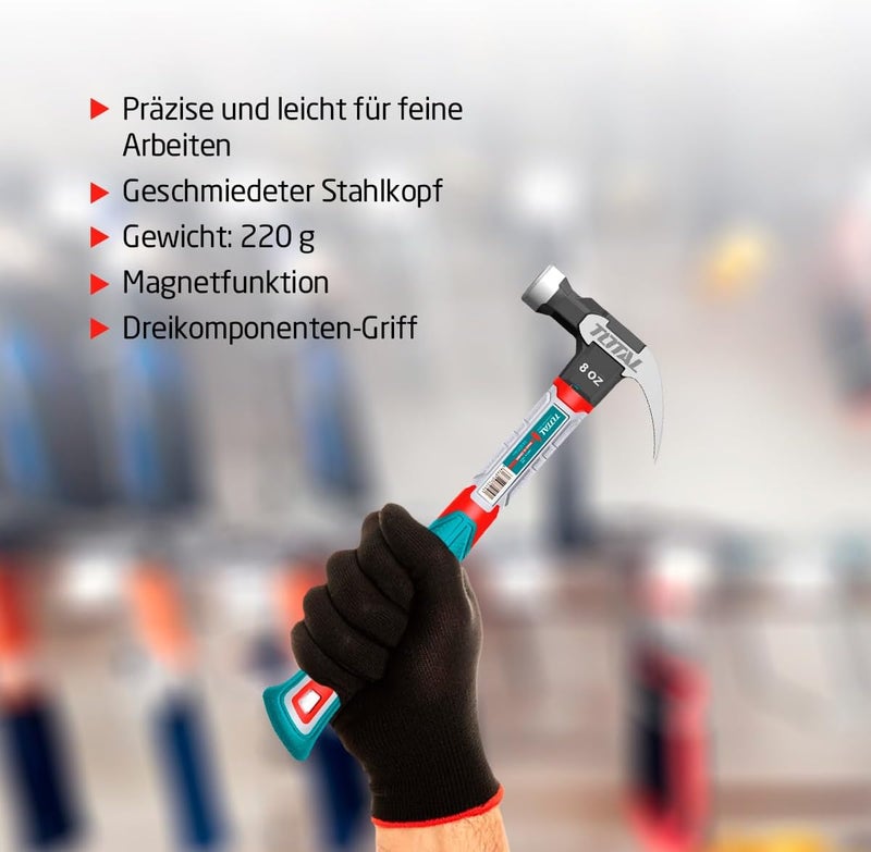 TOTAL Claw Hammer 220G 8Oz - Image 3
