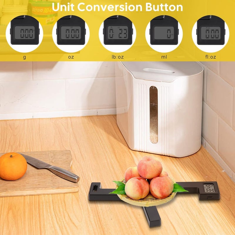 MAKINGTEC Folding Kitchen Scale, Compact Accurate Digital Portable Food Scale with LCD Display, Auto Power Off and Tare Features for Kitchen Food Coffee Cat and Dog Food Cake Flour Healthy Eating People (Black) - Image 3