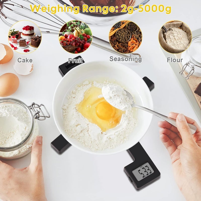 MAKINGTEC Folding Kitchen Scale, Compact Accurate Digital Portable Food Scale with LCD Display, Auto Power Off and Tare Features for Kitchen Food Coffee Cat and Dog Food Cake Flour Healthy Eating People (Black) - Image 2