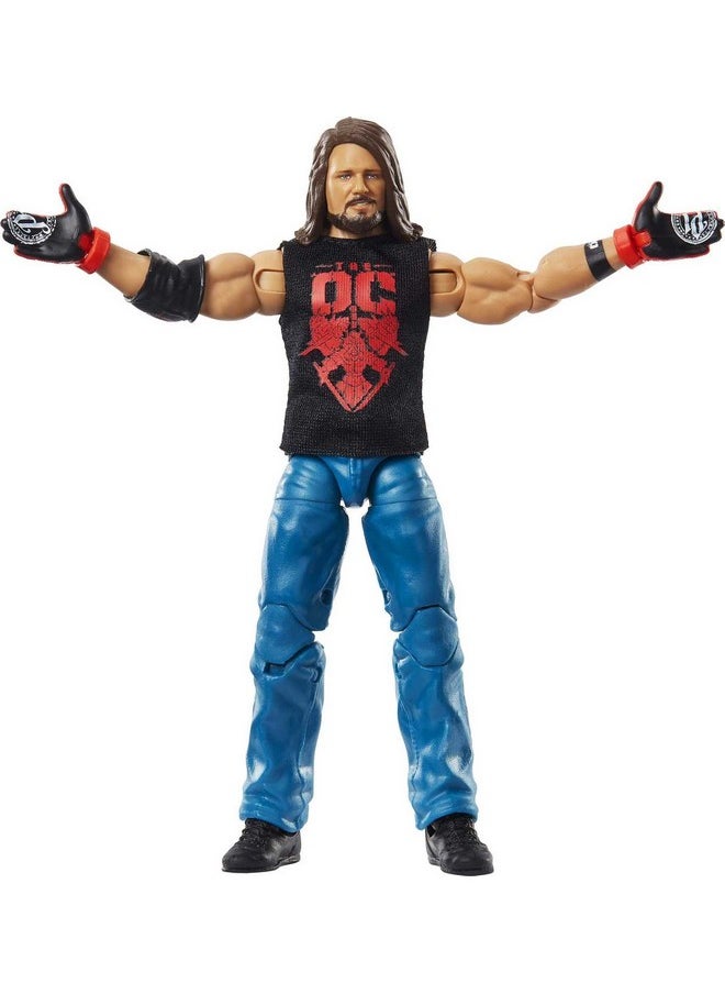 دبليو دبليو إي مجسم أكشن لمجموعة WrestleMania Elite من Mattel Aj Styles مع قميص الدخول وقطع بناء فينس مكمان، مقاس 6 بوصات / 15.24 سم، هدية قابلة للتجميع للمعجبين من سن 8 سنوات وما فوق  - Image 2