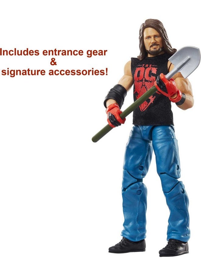 دبليو دبليو إي مجسم أكشن لمجموعة WrestleMania Elite من Mattel Aj Styles مع قميص الدخول وقطع بناء فينس مكمان، مقاس 6 بوصات / 15.24 سم، هدية قابلة للتجميع للمعجبين من سن 8 سنوات وما فوق  - Image 1