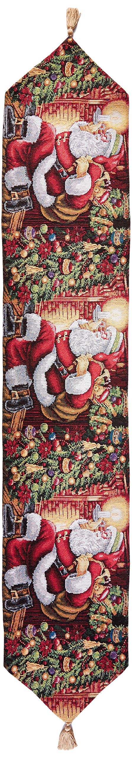 Violet Linen Decorative Christmas Santa Claus Design Tapestry  13"" X 70"" Table Runner - Image 2