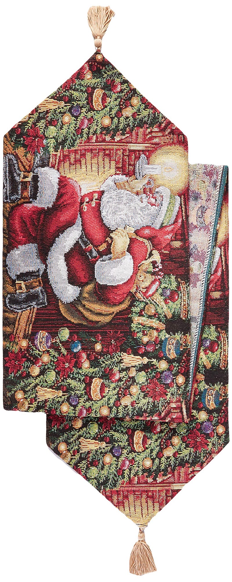 Violet Linen Decorative Christmas Santa Claus Design Tapestry  13"" X 70"" Table Runner - Image 1