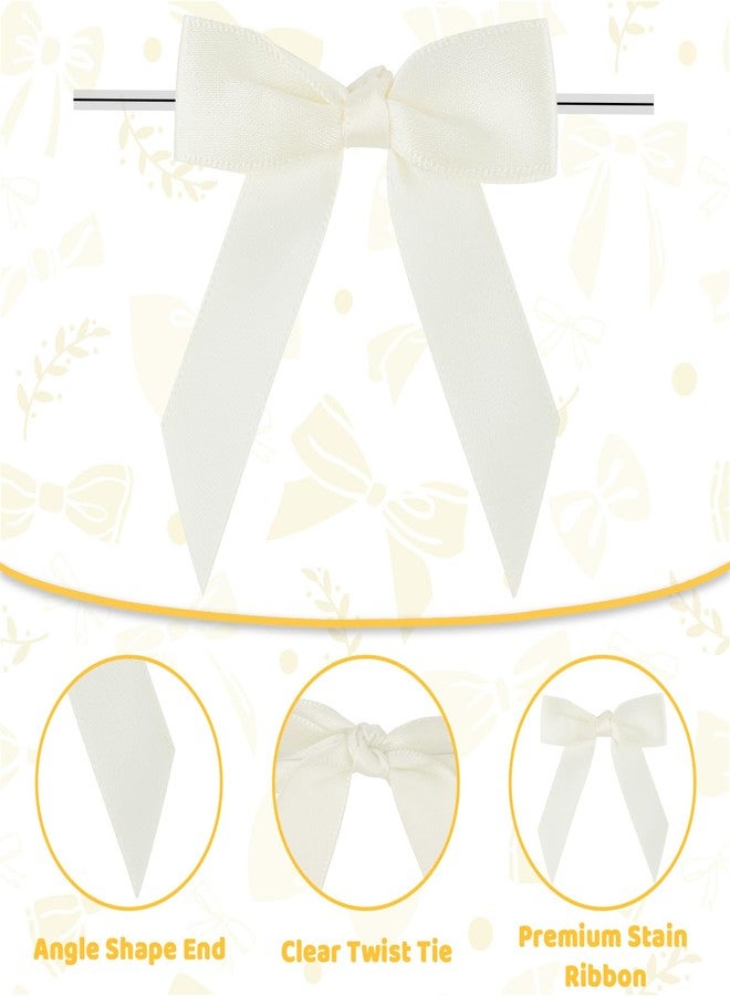Resflyar 60 Pack Twist Tie Bows for Treat Bags, 2.76" Champagne Satin Ribbon Bows Premade Craft Bows for Christmas Craft Gift Wrapping Birthday Cake Cookie Candy Baking Wedding Baby Shower Thanksgiving Decor - Image 3