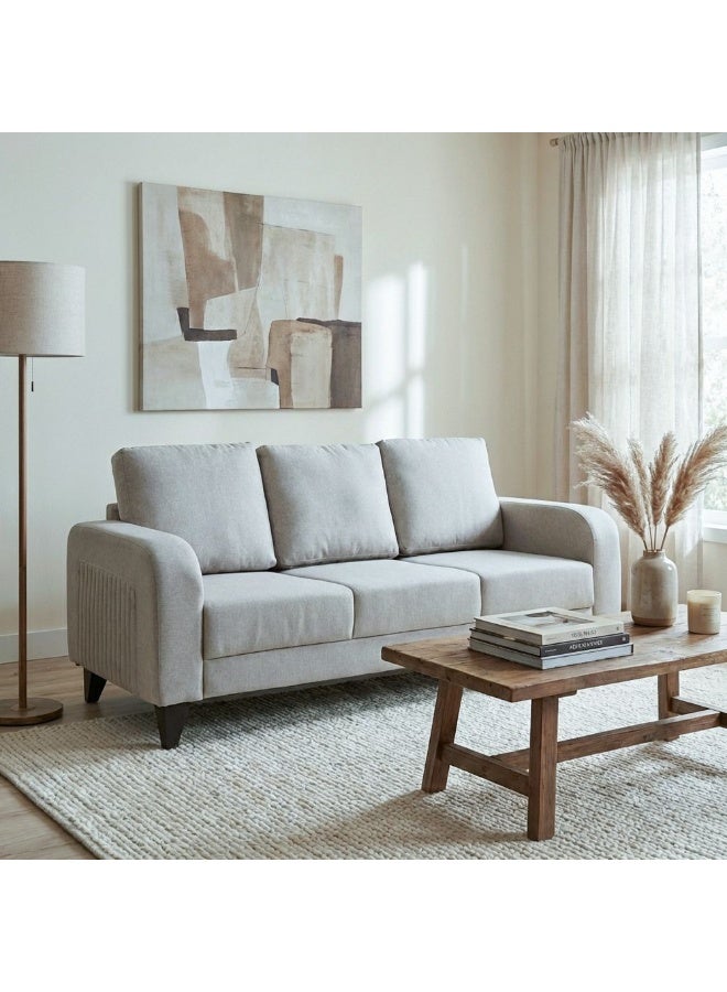 DANUBE HOME London 3 Seater Fabric Sofa | Modern Design Three Seat Sofas | Comfortable Living Room Furniture L193.5xW93.5xH95cm - Warm Beige - Image 2