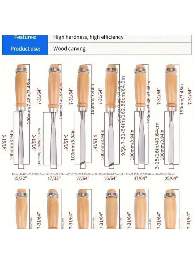 12 Piece Wood Carving Chisel Set With Comfortable Beech Handles High Manganese Steel Polished Finish For Fine Woodworking And Carving Includes Durable Black Storage Box Ergonomic Grip - Image 5