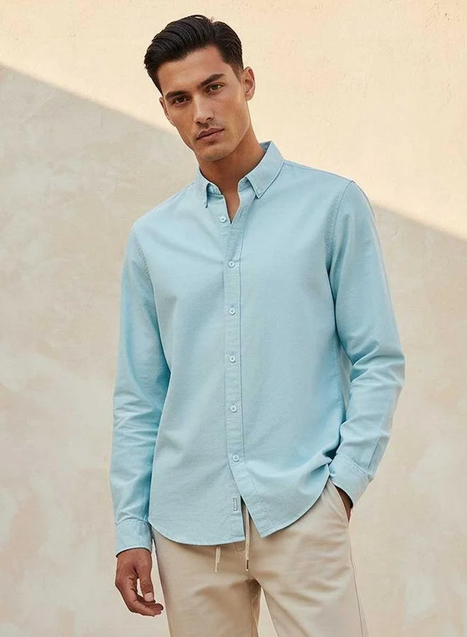 Splash FAV Basic Regular Fit Button Down Collar Textured Long Sleeves Shirt