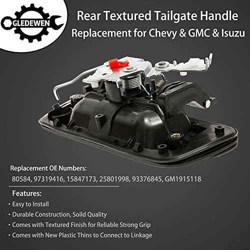 Gledewen مقبض باب الصندوق الخلفي، متوافق مع 2004-2012 شيفروليه كولورادو و GMC كانيون و إيسوزو i-280 / i-290 / i-350 / i-370، خلفي خارجي مع ثقب المفتاح | استبدال# 80584، GM1915118 قفل مصيدة باب الصندوق - Image 3