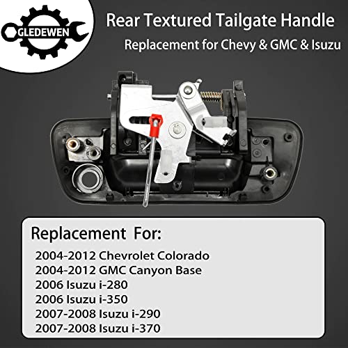 Gledewen مقبض باب الصندوق الخلفي، متوافق مع 2004-2012 شيفروليه كولورادو و GMC كانيون و إيسوزو i-280 / i-290 / i-350 / i-370، خلفي خارجي مع ثقب المفتاح | استبدال# 80584، GM1915118 قفل مصيدة باب الصندوق - Image 2
