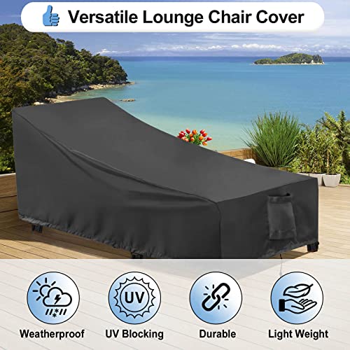 OutdoorLines Outdoor Waterproof Patio Chaise Lounge Chair Cover - UV Resistant Lounger Covers Heavy Duty Weatherproof Patio Sofa Furniture Covers, 1 Pack, 78Wx35.5Dx33H Inches, Black - Image 4