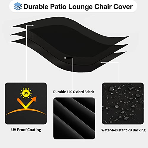 OutdoorLines Outdoor Waterproof Patio Chaise Lounge Chair Cover - UV Resistant Lounger Covers Heavy Duty Weatherproof Patio Sofa Furniture Covers, 1 Pack, 78Wx35.5Dx33H Inches, Black - Image 3