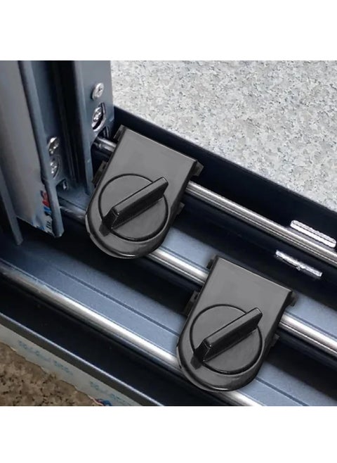 2PCS Adjustable Window Safety Locks Sliding Sash Stopper Cabinet Locks Straps Security Anti-Theft Lock for Kids(Black)