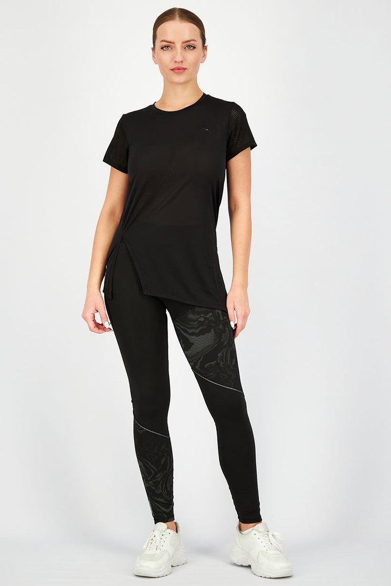 PUMA Women Sportswear Fit Mesh Sleeves Training Top, Black - Image 3