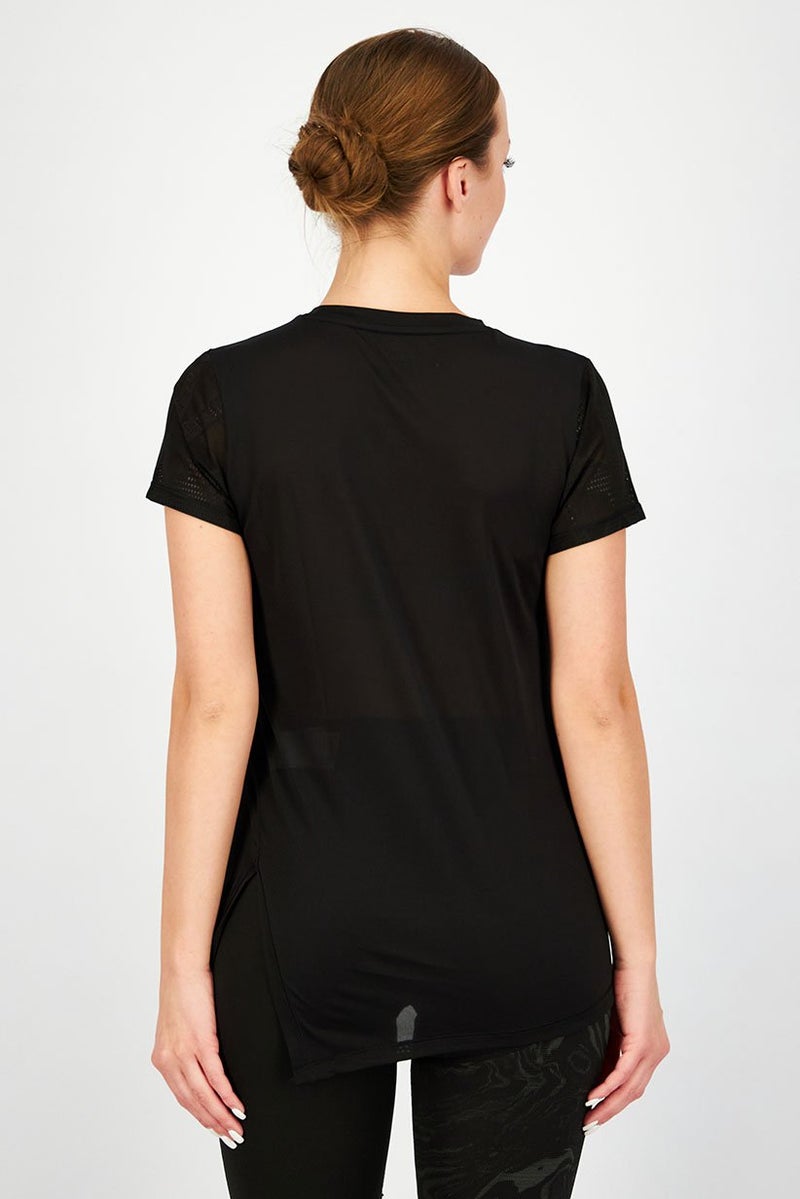 PUMA Women Sportswear Fit Mesh Sleeves Training Top, Black - Image 4