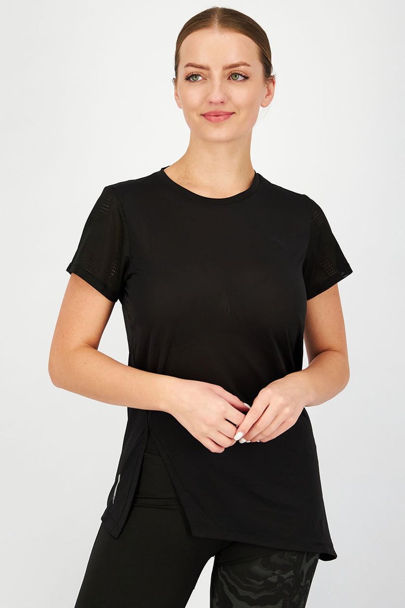 PUMA Women Sportswear Fit Mesh Sleeves Training Top, Black - Image 1