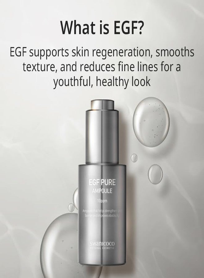 Swanicoco Pregnancy Safe EGF Pure 10 PPM Ampoule, Improve Skin Elasticity, Strengthen Skin Barrier, Lightweight Anti Aging Firming Wrinkle Serum Korean Skincare Postpartum Care 30ml 1 Fl Oz - Image 2