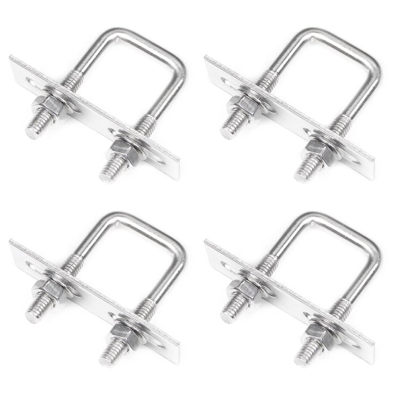 Yinpecly 4 Pack Square U-Bolts 0.79"/20mm Inner Width 1.97"/50mm Length 304 Stainless Steel U Bolts M6 with Washers & Nuts & Frame Plate for Automobiles Trailer, Ski Boat, or Sailboat Trailer - Image 1