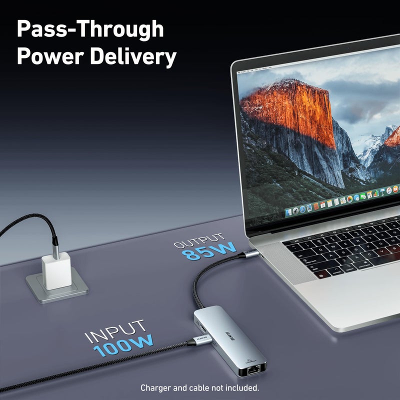 BENFEI 6-in-1 USB C Hub with HDMI(4K@60Hz), 2 USB-A, 1 USB-C Data, 100W Charge, Gigabit Ethernet, Silicone Tangle-Free Cable Compatible with MacBook Pro/Air, iPad Pro, iMac, iPhone 15 Pro/Pro Max - Image 3
