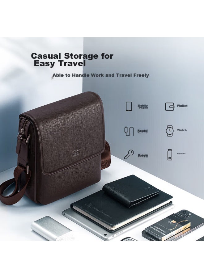 Septwolves Shoulder Crossbody Bag For Men, Genuine Top-grain Leather, Flip-top Magnetic Clasp, Portable Messenger Bag, Birthday Gift For Dad Or Boyfriend - Image 1