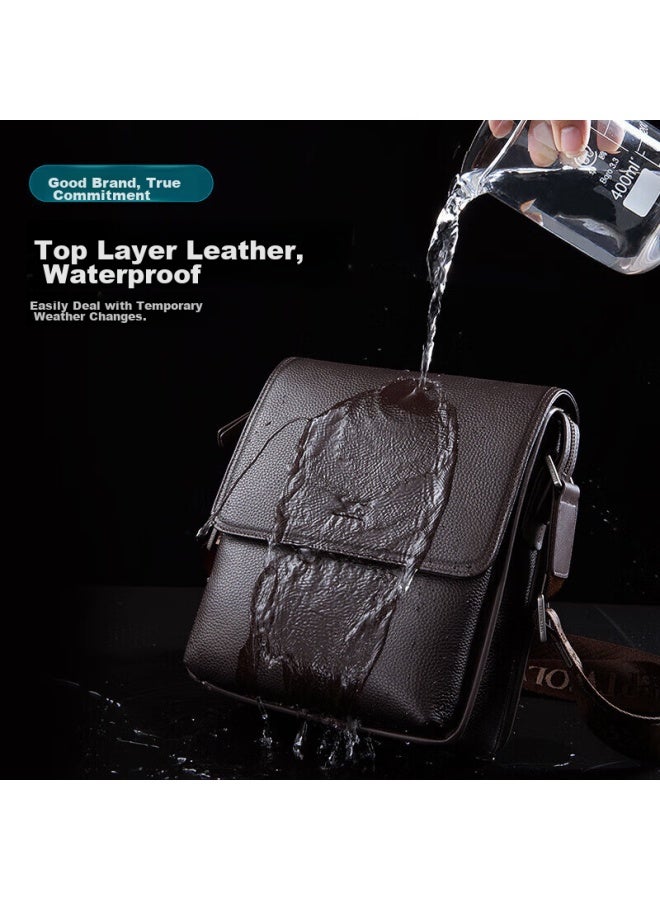 Septwolves Shoulder Crossbody Bag For Men, Genuine Top-grain Leather, Flip-top Magnetic Clasp, Portable Messenger Bag, Birthday Gift For Dad Or Boyfriend - Image 3