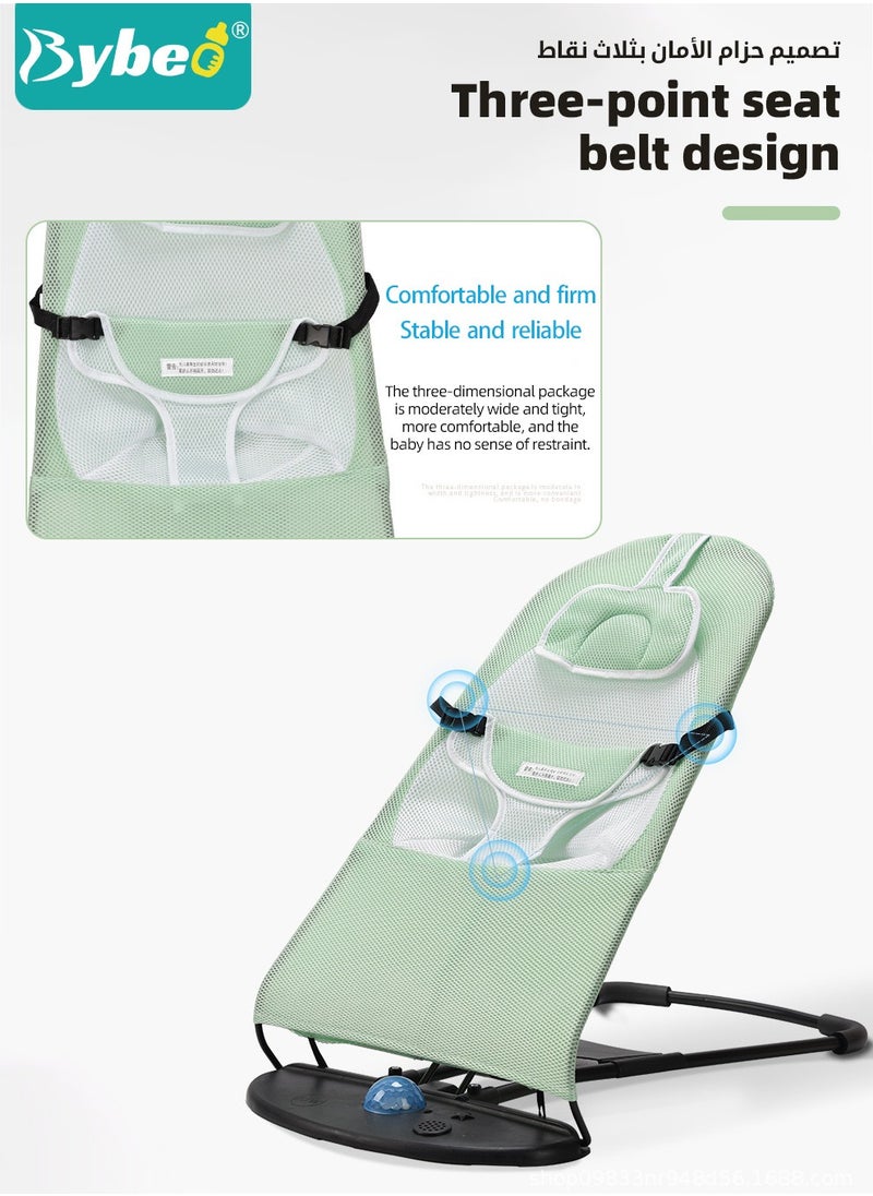 Bybeo - Baby Bouncer, Infant Rocker, Portable Baby Swing Chair, Durable Bouncer Seat, Infant Rocking Bouncer for Babies, with 3-Point Harness, 4 Adjustable Height, Mosques Net, Toy Rack - Image 1