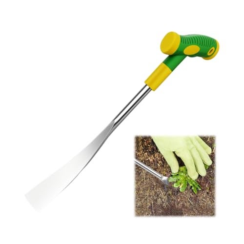 HASTHIP® Gardening Weeder Tool Manual Weeder, Stainless Steel Narrow Head Spade, Shovel Tool Weeding Tool with Rubberized Anti-slip T Handle, Multi Use Gardening Tool for Weeding, Digging - Image 1