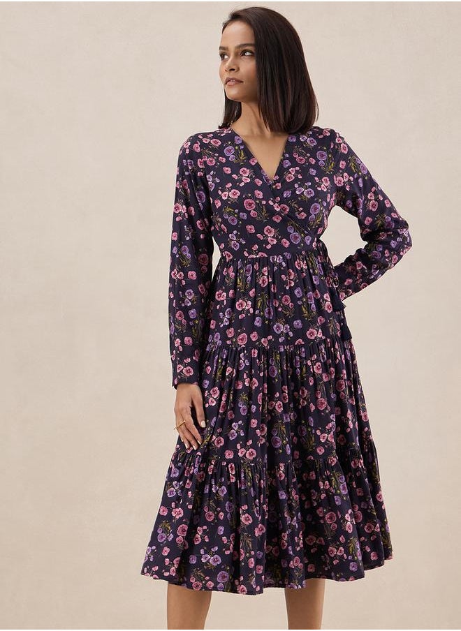Femmella - Floral Print Wrap Midi Dress by Styli - Image 1