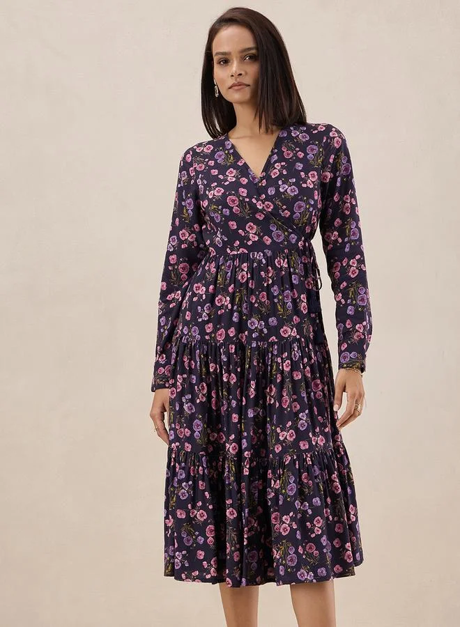 فيميلا Floral Print Wrap Midi Dress by Styli