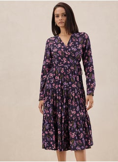 Floral Print Wrap Midi Dress by Styli