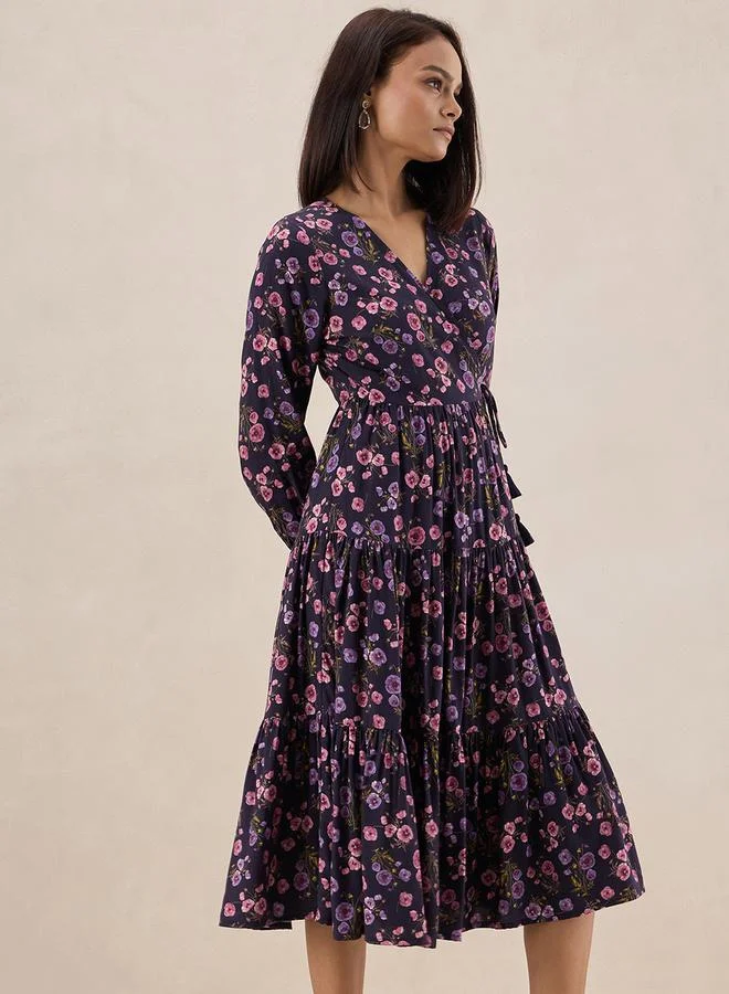 فيميلا Floral Print Wrap Midi Dress by Styli