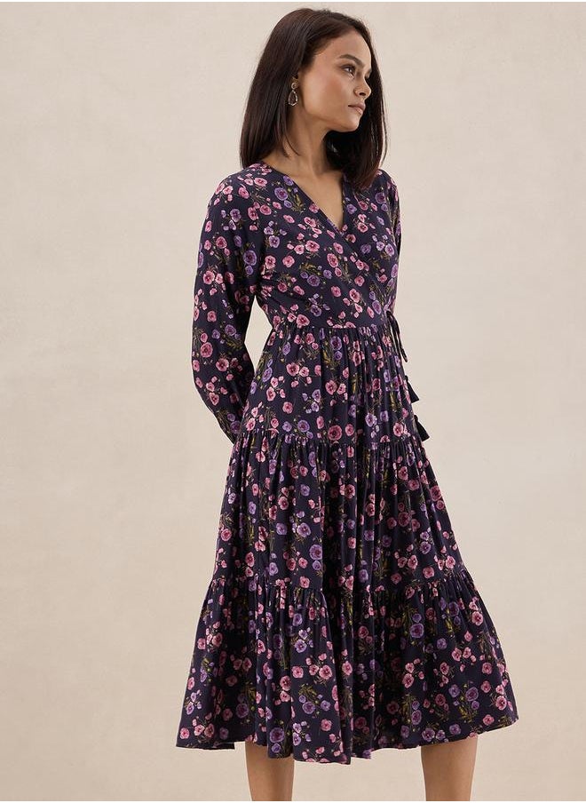 Femmella - Floral Print Wrap Midi Dress by Styli - Image 1