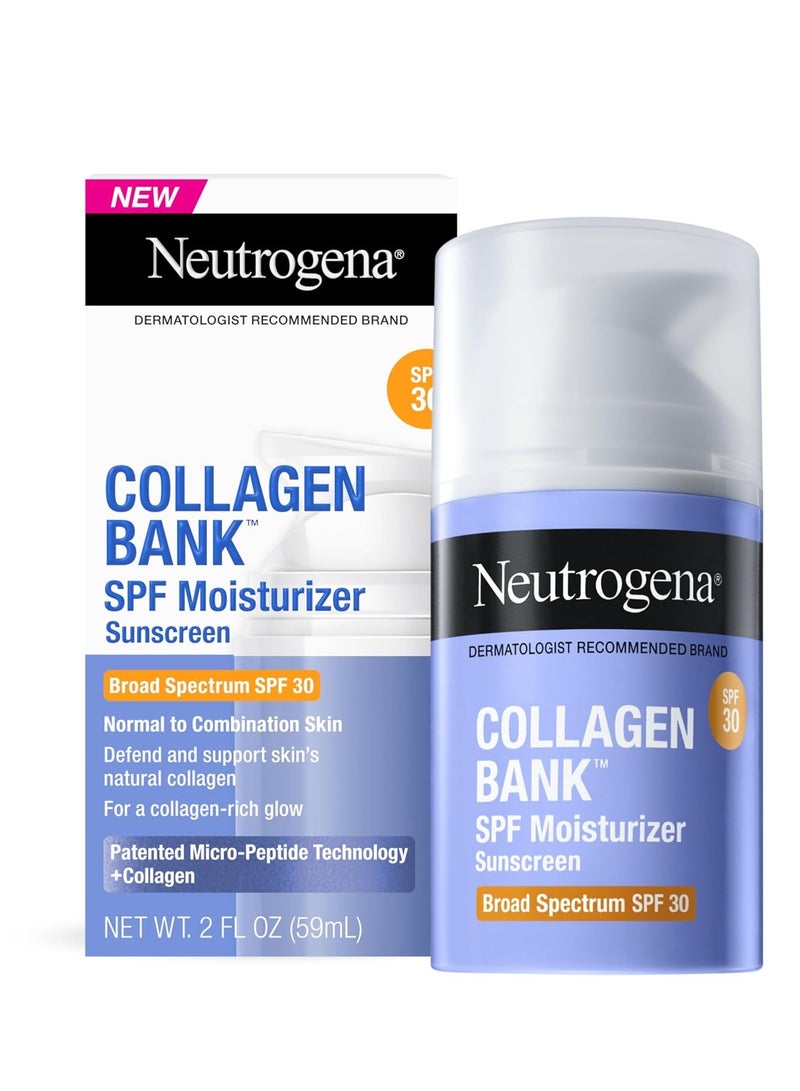 Neutrogena Collagen Bank Face Moisturizer with SPF 30 Sunscreen, Daily Anti-Aging Face & Neck Collagen Cream with Micro-Peptides & SPF to Support & Protect Skin’s Natural Collagen 2 fl ozFluid Ounce - Image 1