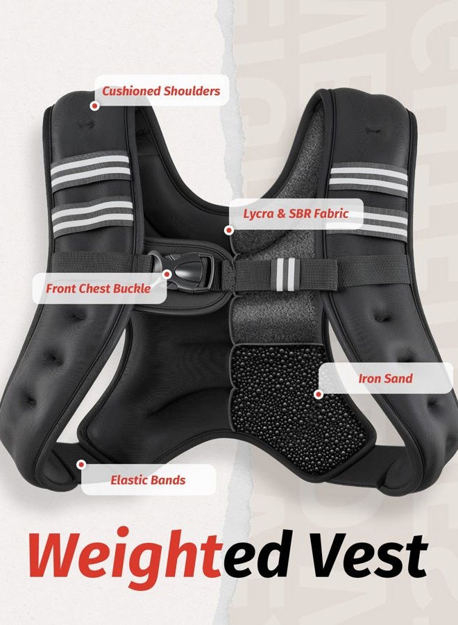 ZELUS Weighted Vest for Strength Training, 5.5kg Adjustable Exercise Equipment for Home Gym, Iron Sand Weight Vest with Armband Holder for Men Women - Image 4