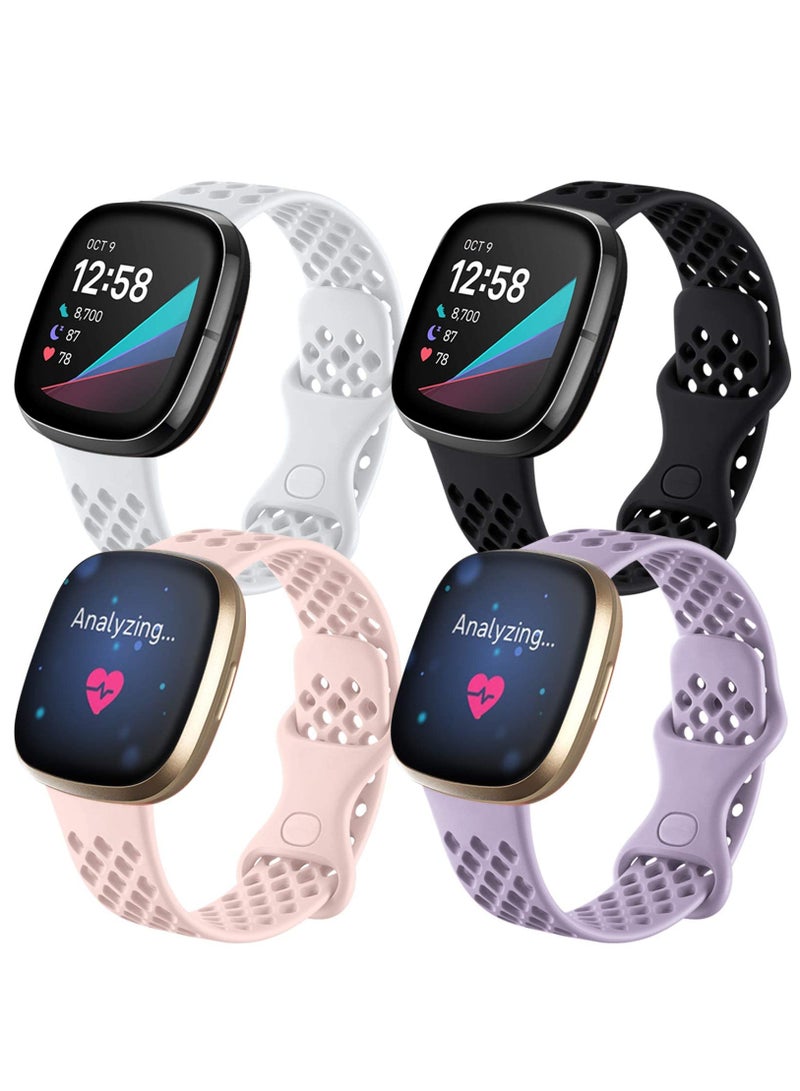 KASTWAVE Elastic Strap Compatible with Fitbit Versa 3 for Fitbit Sense Strap,Adjustable Nylon Sports Straps for Women Men, Breathable（4Pcs） - Image 1
