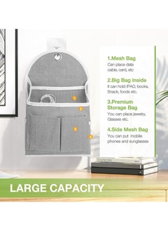 SYOSI 2 Pack Wall Hanging Organizer Bag, with Pockets Fabric Storage Bag, Basket Caddy Waterproof, Over the Door Pouch Closet Shelves with Hook for Dormitory, Kitchen, Bedroom, Bathroom (Grey+Grey)  - Image 4
