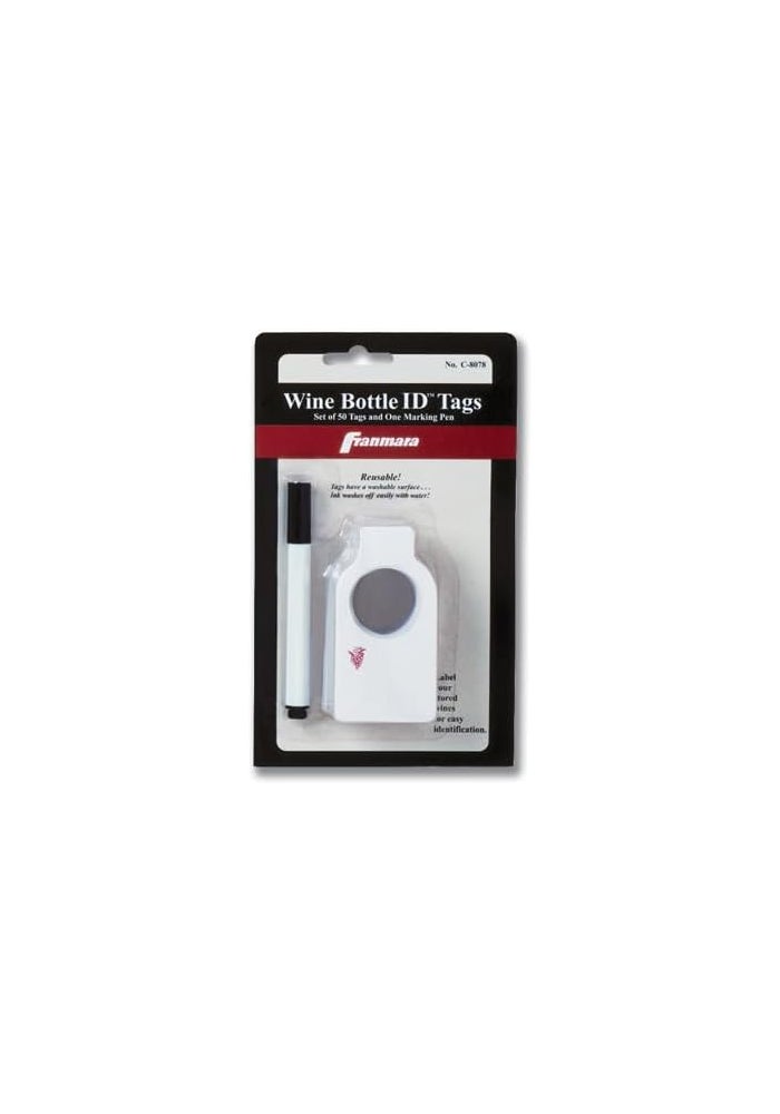 Franmara Reusable Wine Bottle ID Tags Set of 50 with Marker - Image 1