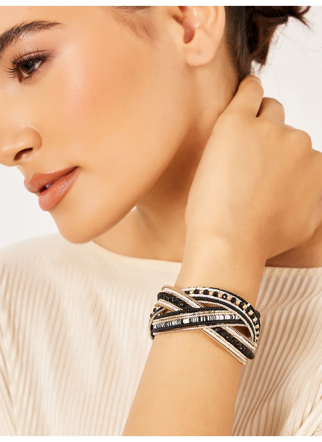 Styli Styli Beaded Cuffed Bangles