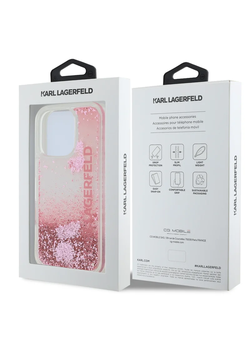 Karl Lagerfeld iPhone 16 Pro Max Case Liquid Glitter Gradient Hard Cover / Drop protection/ Slim Profile/ Easy Snap-On / Comfortable Grip- Pink